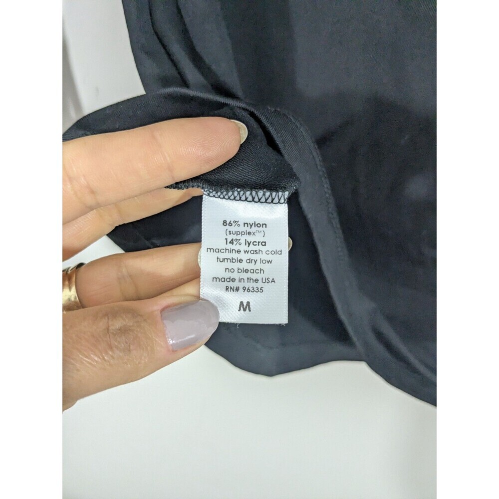 Susana Monaco Black Off Shoulder Tie Sleeve Top Stretch Made in USA Sz M - Picture 7 of 9